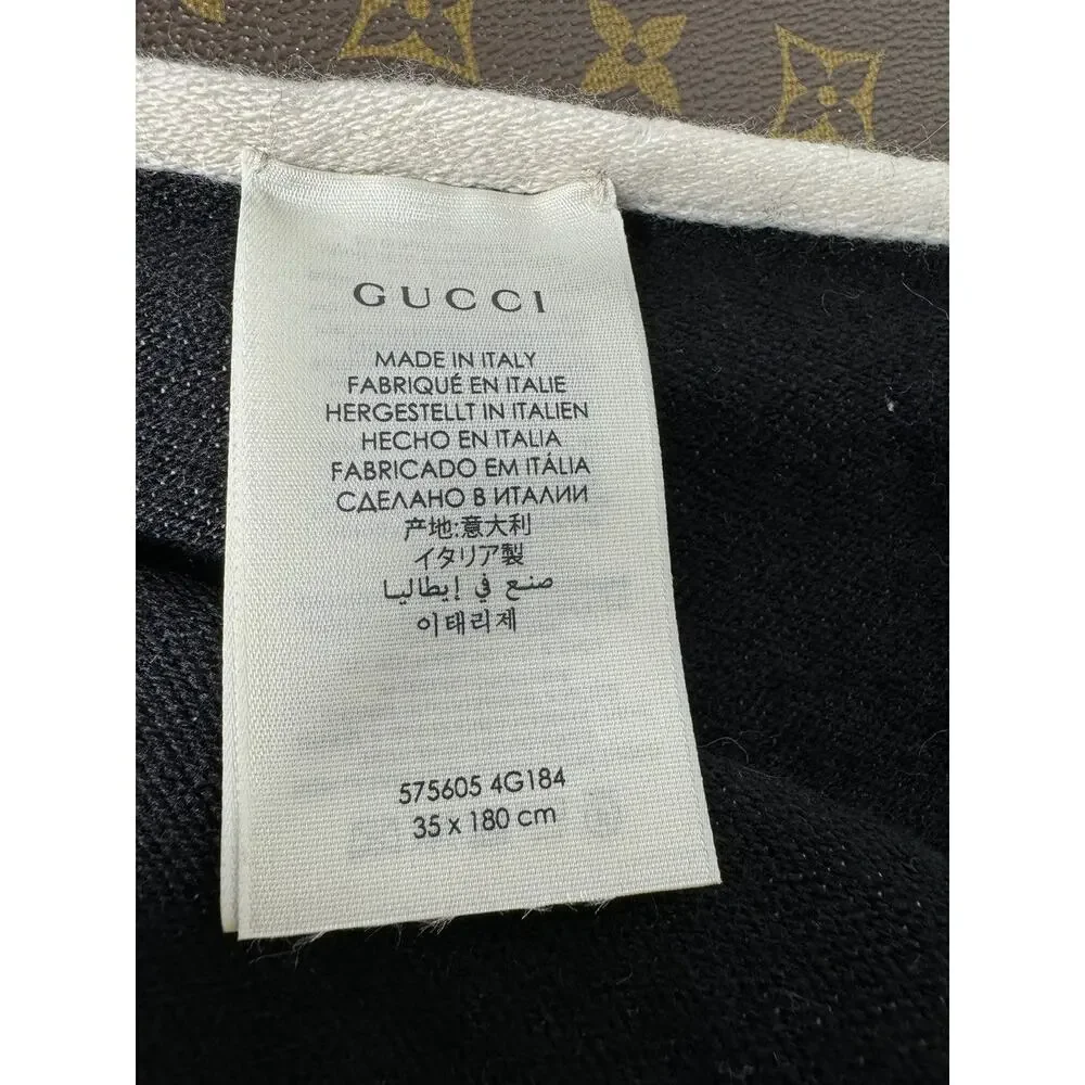 EUC Gucci Unisex GG-Jacquard Monogram Striped Wool Scarf